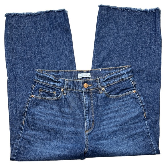 LOFT WOMEN’S HIGH WAIST WIDE LEG MEDIUM WASH RAW HEM CROP JEAN SZ 28/6 - Picture 2 of 7